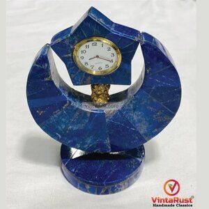 Lapis Lazuli Decorative Desk Clock, Handmade Stylish Lapis Lazuli Table Clock